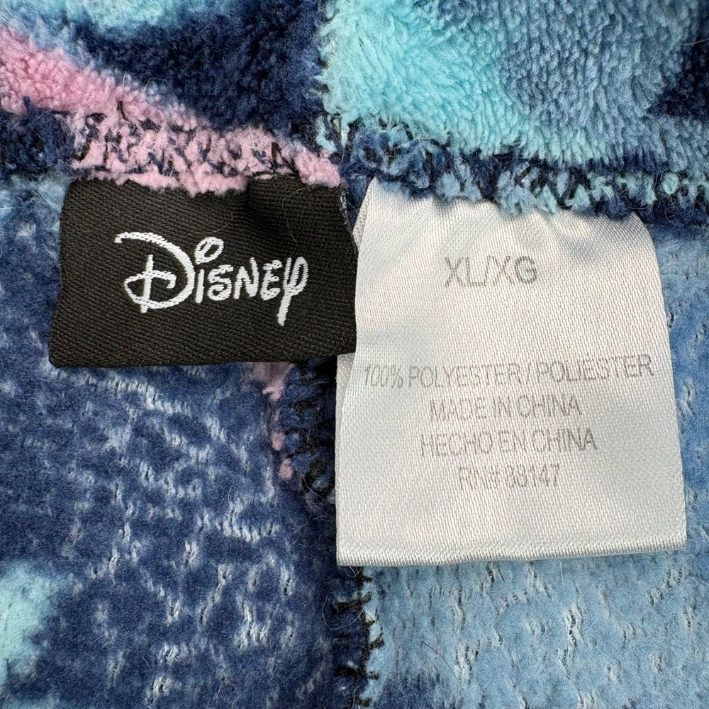 Disney Lilo and Stitch Womens XL Blue Fleece Pajama Pants Floral Hibiscus Lounge - Picture 2 of 8